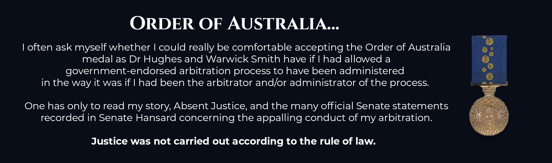 Absent Justice - Order of Australia